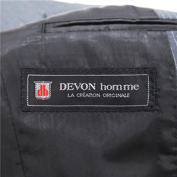 美品 DEVON homme 2つボタン シングルスーツ 袖口4つボタン A6 M グレー 灰色 ストライプ ワンタック 春秋 合物 9WEL212N 6NF008 | ブランド登録なし | 04