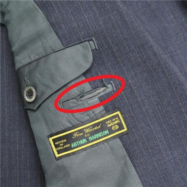 Sanseido ARTHUR HARRISON 2つボタン シングルスーツ 袖口3つボタン AB8 XL ダークグレー ストライプ ワンタック 春秋冬 6NF088 | ブランド登録なし | 06