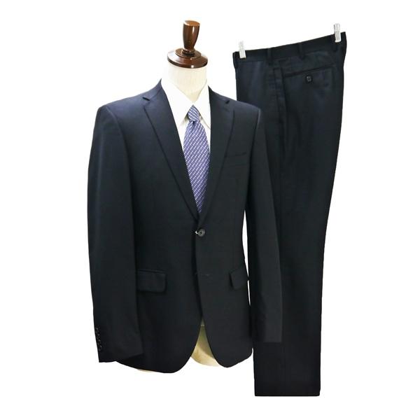 ISETAN 2つボタン シングルスーツ Y8 XL ダークネイビー シャドーストライプ ノータック 細身 春秋冬 88611-912326 6NF107 | ブランド登録なし
