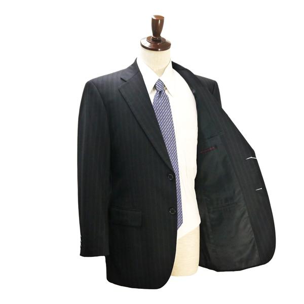 bacic gear//D'URBAN ダーバン 2パンツ 2つボタン シングルスーツ BB5 L ダークグレー ストライプ ツータック 春秋冬 6NF148 | D'URBAN | 01