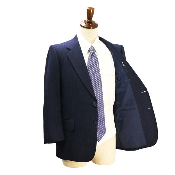 MITSUKOSHI 2つボタン シングルスーツ 袖口3つボタン AB3 S ダークネイビー 濃紺色 ストライプ ワンタック 春秋冬 6NF155 | ブランド登録なし | 01
