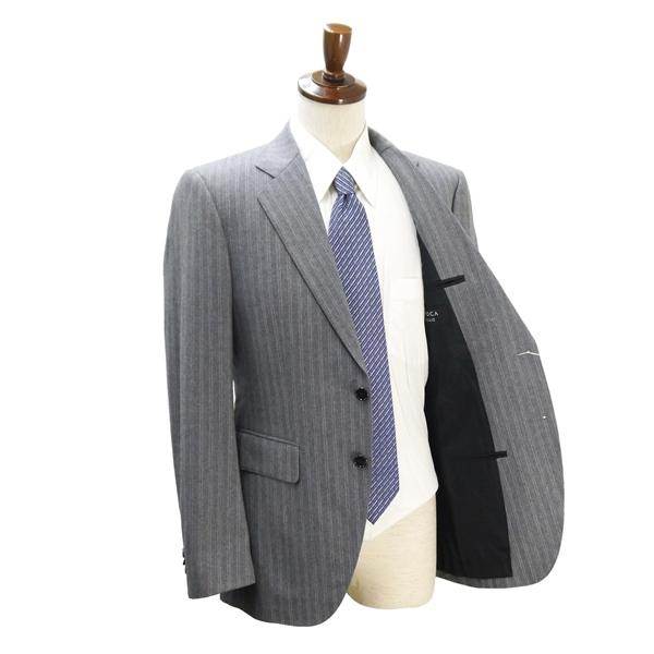 EPOCA UOMO 2つボタン シングルスーツ 袖口4つボタン YA8 XL グレー ストライプ ノータック 細身 秋冬 8VD33-308-07 6NF160 | ブランド登録なし | 01