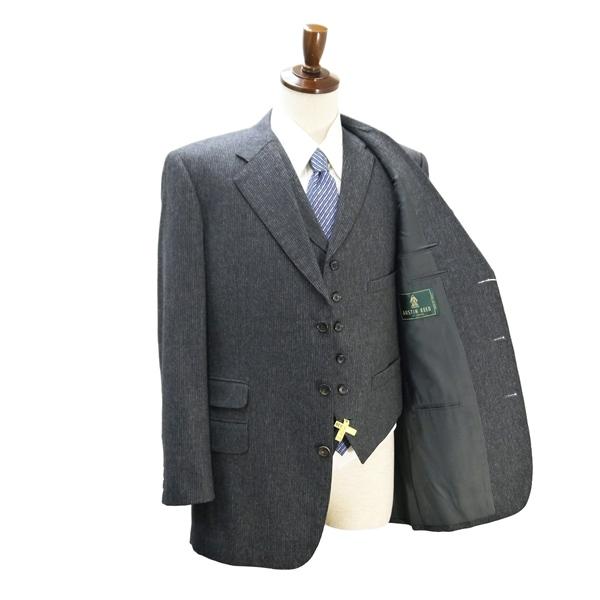 AUSTIN REED OF LONDON Luigi Botto 3ピース 3つボタン シングルスーツ BB7 XL ダークグレー ストライプ 秋冬 SO-35336 6NG011 | ブランド登録なし | 01