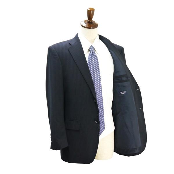YUKI TORII HOMME 2つボタン シングルスーツ AB5 M ダークネイビー ストライプ ワンタック WASHABLE 春夏 NYT27111-13 6NG053 | YUKI TORII | 01