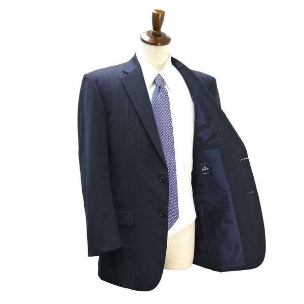 James Anderson Scabal 2パンツ 2つボタン シングルスーツ AB6 L ダークネイビー ストライプ ツータック 春秋 合物 6665 6NG078 | ブランド登録なし | 01