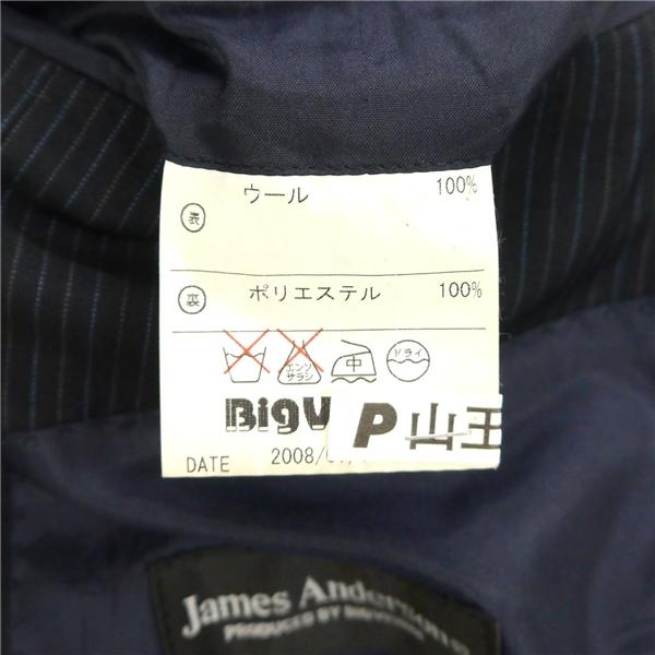 James Anderson Scabal 2パンツ 2つボタン シングルスーツ AB6 L ダークネイビー ストライプ ツータック 春秋 合物 6665 6NG078 | ブランド登録なし | 03