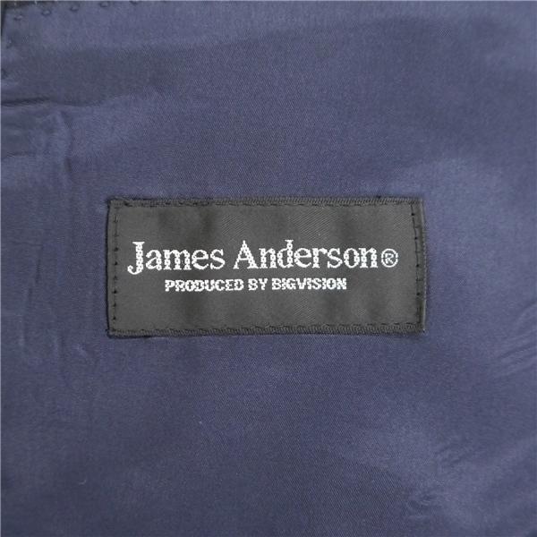 James Anderson Scabal 2パンツ 2つボタン シングルスーツ AB6 L ダークネイビー ストライプ ツータック 春秋 合物 6665 6NG078 | ブランド登録なし | 04