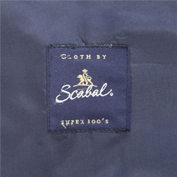 James Anderson Scabal 2パンツ 2つボタン シングルスーツ AB6 L ダークネイビー ストライプ ツータック 春秋 合物 6665 6NG078 | ブランド登録なし | 05
