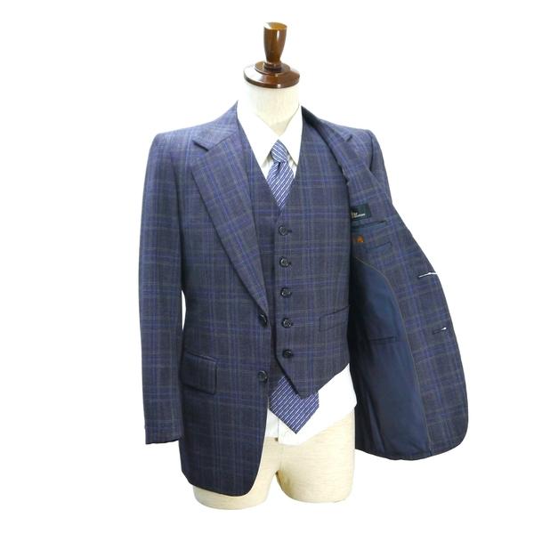 Craft for Gentleman 3ピース 2つボタン シングルスーツ YA4 S ダークネイビー チェック ノータック 細身 春秋冬 208 6NH012 | ブランド登録なし | 01