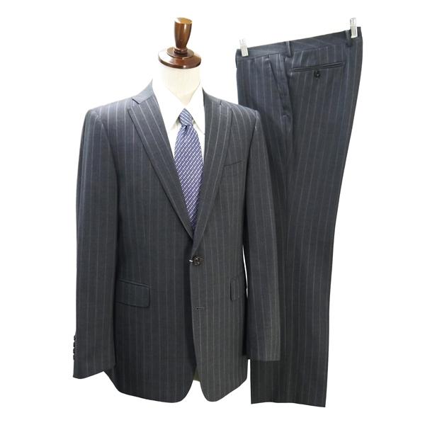 MODA RITORNO 2つボタンシングル スーツ A8 XL ダークグレー 暗灰色 ストライプ ノータック 春秋冬対応 本切羽 186009 6NH040 | ブランド登録なし