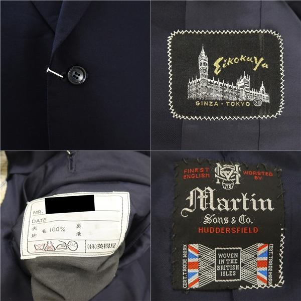 Eikokuya 2つボタンシングル スーツ イギリス製 Martin Sons&Co. Y8 L ダークネイビー 無地 ワンタック 春秋冬対応 開き見せ 6NH086 | ブランド登録なし | 02