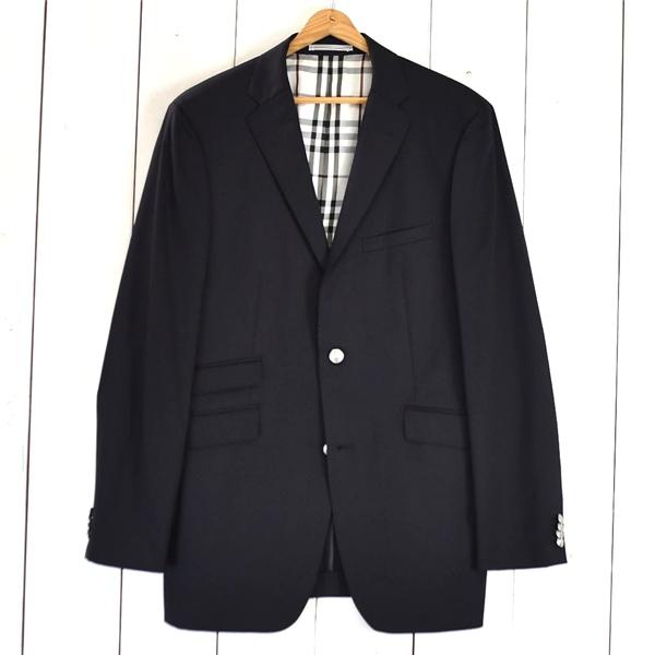 BURBERRY BLACK LABEL 銀釦 super100's 2つボタン シングル ジャケット XL ブラック 袖口4つ釦 春夏秋対応 BME51-800-29 / 6TA016 | BURBERRY BLACK LABEL
