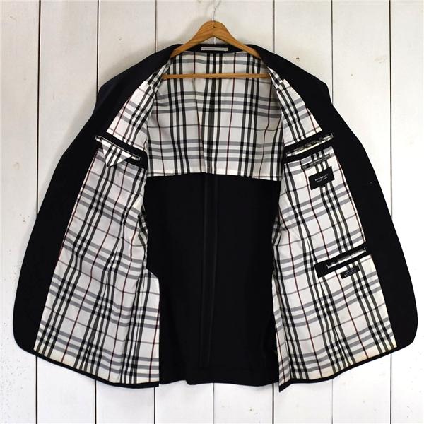 BURBERRY BLACK LABEL 銀釦 super100's 2つボタン シングル ジャケット XL ブラック 袖口4つ釦 春夏秋対応 BME51-800-29 / 6TA016 | BURBERRY BLACK LABEL | 01