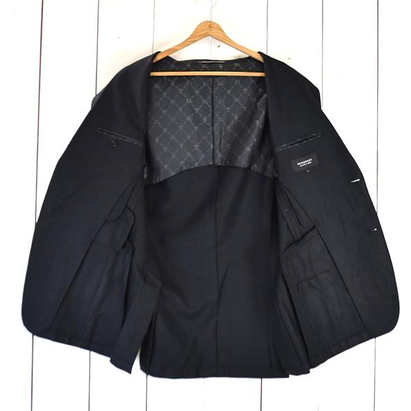 BURBERRY BLACK LABEL 銀釦 麻リネン混 コットン混 2つボタン シングル ジャケット XL ブラック 本切羽 BME64-612-09 / 6TA017 | BURBERRY BLACK LABEL | 01