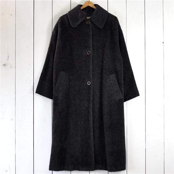 美品 レディース 伊製 アニオナ AGNONA MARTORA アルパカ混 3つボタンシングル 起毛 コート 42 / L グレー 秋冬対応 300240 / 6TA024 | AGNONA