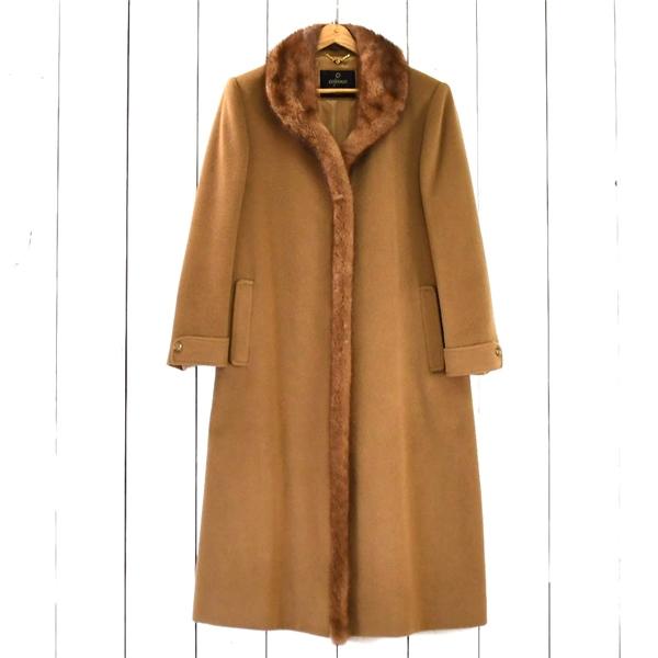 レディース) cojana カシミヤ100％ 4つボタンシングル ミンクコート 毛皮コート L キャメルブラウン 秋冬対応 10-31020 / 6TA037 | ブランド登録なし
