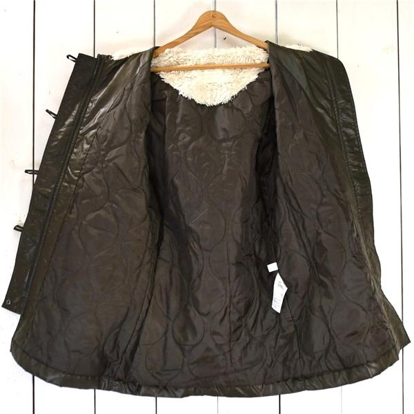 レディース）ユニクロ UNIQLO フード付 中綿ミリタリージャケットコート M カーキ フルジップアップ フード起毛 215-066862 / 6TA062 | ユニクロ | 01