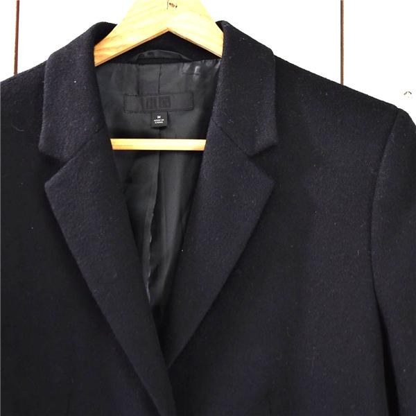 レディース）美品 ユニクロ UNIQLO カシミヤ混 3つボタンシングル チェスターコート M ブラック 袖口4つ釦 本切羽 212-178948 / 6TA066 | ユニクロ | 03