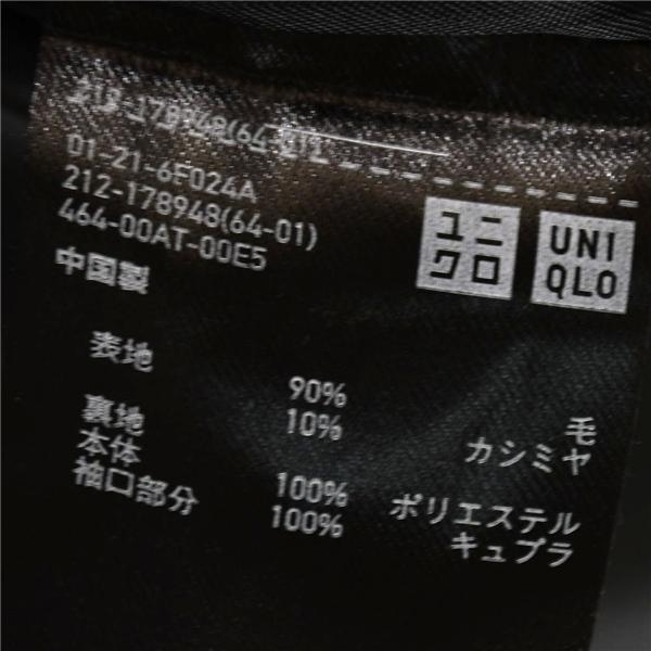 レディース）美品 ユニクロ UNIQLO カシミヤ混 3つボタンシングル チェスターコート M ブラック 袖口4つ釦 本切羽 212-178948 / 6TA066 | ユニクロ | 05