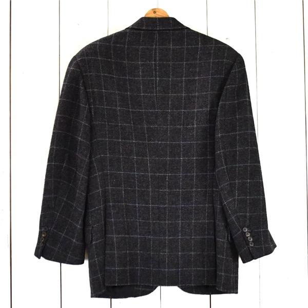 美品 伊製 エルメス HERMES 3つボタン シングル 段返り ツイードジャケット 46R / M チャコールグレー ウインドペン G130 / 6TB001 | HERMES | 02