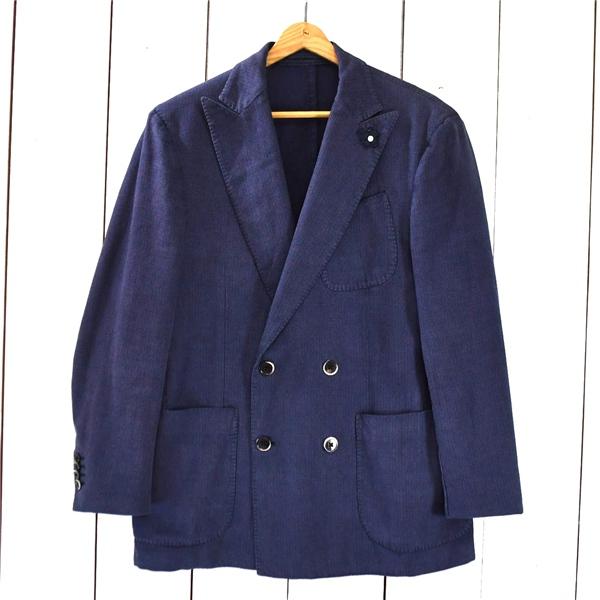 伊製 ラルディーニ LARDINI コットン混 4つボタン ダブル ジャケット 46 / S 濃紺 袖口4つ釦 本切羽 春秋対応 PL316AQ-11 / 6TB011 | LARDINI
