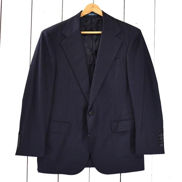美品 ラルフローレン Polo 2つボタン シングル ジャケット S ダークネイビー シャドーストライプ 袖口4つ釦 春秋対応 日本製 / 6TB012 | POLO RALPH LAUREN