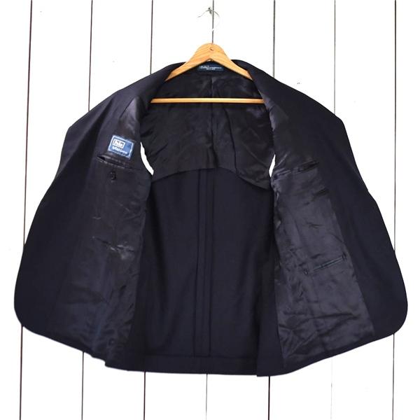 美品 ラルフローレン Polo 2つボタン シングル ジャケット S ダークネイビー シャドーストライプ 袖口4つ釦 春秋対応 日本製 / 6TB012 | POLO RALPH LAUREN | 01
