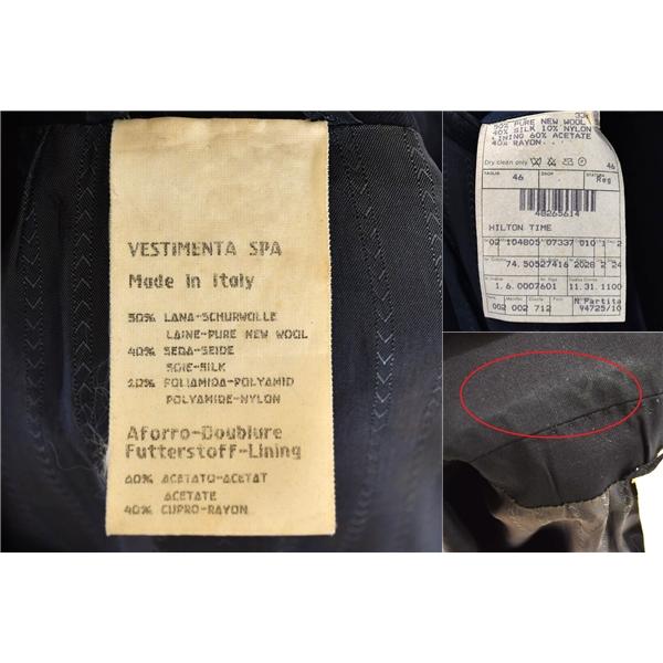 伊製 HILTON TIME 伊製ロロピアーナ生地 super100's シルク混 2つボタン シングル ジャケット 46 / L ブラック 袖口3つ釦 104805 / 6TB025 | HILTON | 05