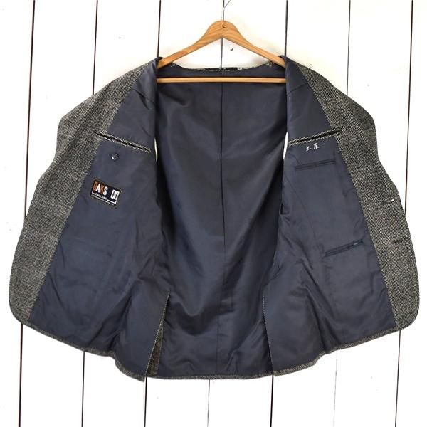 ダックス DAKS 2つボタン シングル ツイードジャケット 90A4 / S ダークグレー ヘリンボーン 袖口3つ釦 日本製 RDW020VH / 6TB034 | DAKS | 01