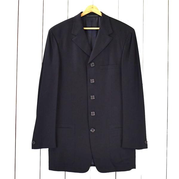 ジャンニヴェルサーチ GIANNI VERSACE 5つボタン シングル ジャケット 46R / XL ブラック 袖口1つ釦 春秋対応 ベルサーチ / 6TC001 | GIANNI VERSACE