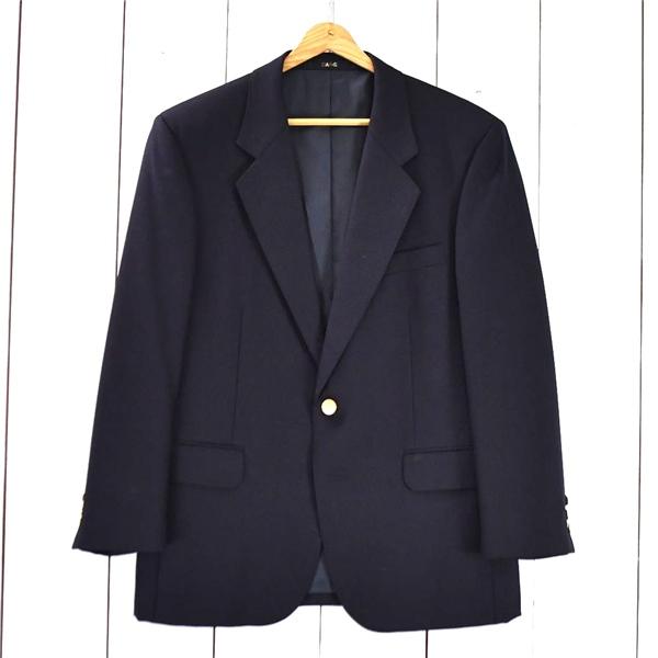 ダックス DAKS 2つボタン シングル 金ボタン 紺ブレザー ジャケット 94AB4 / M ダークネイビー 袖口3つ釦 日本製 RFW700AP / 6TC012 | DAKS