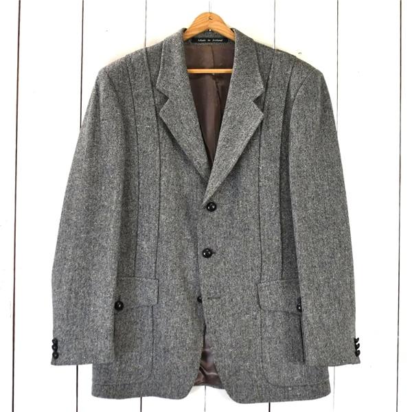 Kevin＆Howlin ケビン＆ハウリン くるみボタン 3つボタン シングル ドネガルツイード コートジャケット L グレー 袖口3つ釦 / 6TC038 | ブランド登録なし