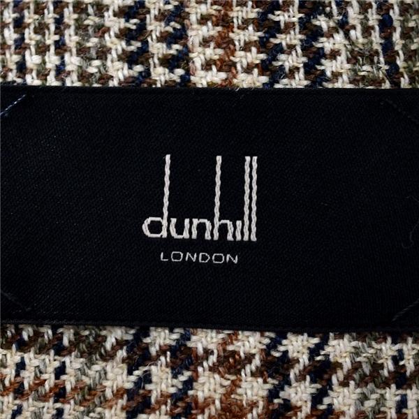 スペイン製 dunhill FITZROVIA シルク混 麻リネン混 3つボタン シングル ジャケット 8-48S / L ベージュ グレンチェック 10F3D0 / 6TC059 | dunhill | 03