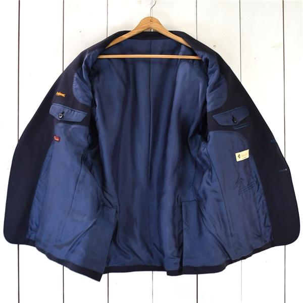 伊製生地 CABALANE コットン100％ 金ボタン 2つボタン シングル 紺ブレザー ジャケット L ダークネイビー 袖口4つ釦 本切羽 / 6TC068 | ブランド登録なし | 01