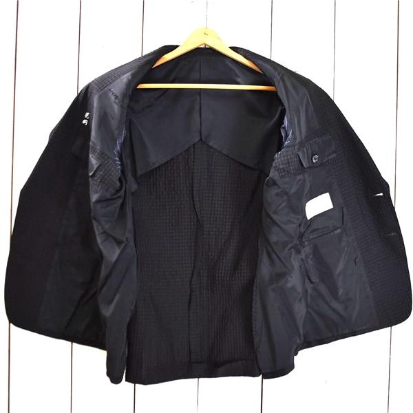 Silk Sucker シルク100％ 2つボタン シングル シアサッカー ジャケット S ブラック 袖口2つ釦 ノーフラップポケット 春夏対応 / 6TC079 | ブランド登録なし | 01
