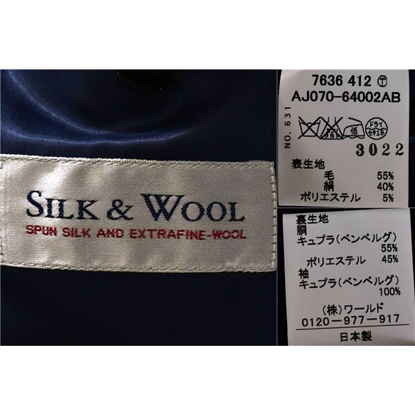 タケオキクチ TAKEO KIKUCHI シルク混 2つボタン シングル ジャケット ３/ L 光沢濃紺 ストライプ 袖口4つ釦 AJ070-64002AB / 6TC080 | TAKEO KIKUCHI | 04
