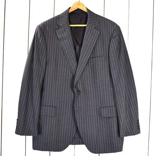 五大陸 gotairiku ドーメル生地 2つボタン シングル ジャケット 38 / L ミドルグレー ストライプ 袖口4つ釦 0205-SR-GL-CM-0135 / 6TC085 | gotairiku