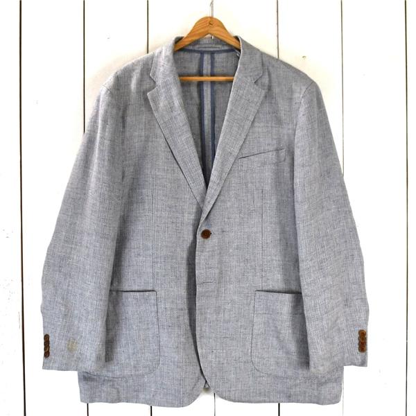LANDS' END ランズエンド 麻リネン100％ 2つボタン シングル ジャケット B6 / L ライトグレー 袖口4つ釦 春夏秋対応 497720 / 6TC088 | ブランド登録なし