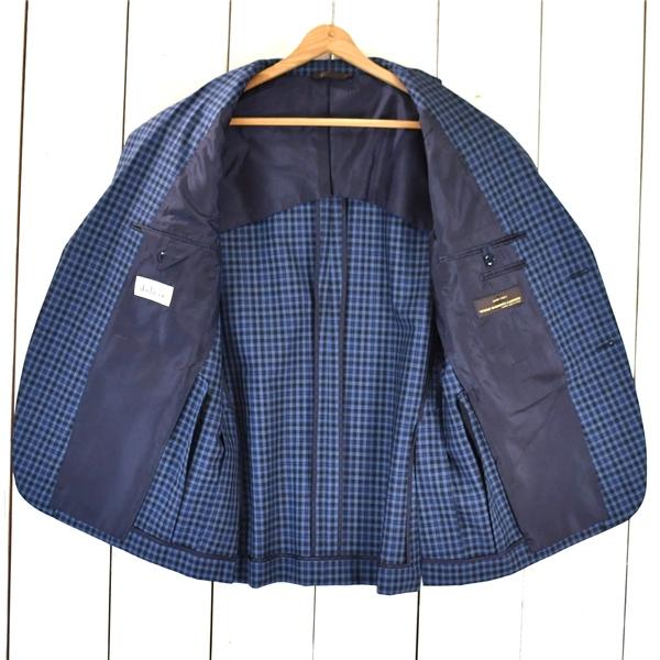 美品 dolcis 伊製カノニコ生地 super120's 2つボタン シングル ジャケット M ネイビー ギンガムチェック 袖口3つ釦 231-309-2325 / 6TC092 | ブランド登録なし | 01