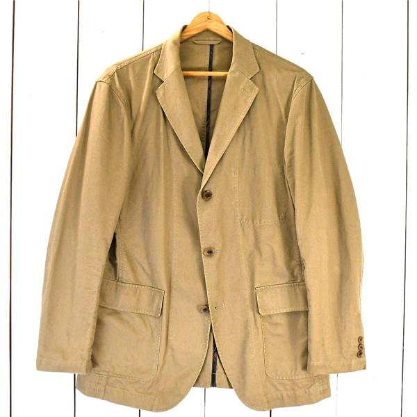 ユニクロ UNIQLO コットン100％ 3つボタン シングル ジャケット L ベージュ 袖口3つ釦 春夏秋対応 312-052967 / 6TC097 | ユニクロ