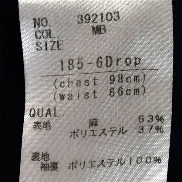 スーツカンパニー WSY 麻リネン混 2つボタン シングル ジャケット 185-6Drop / XL ダークネイビー 袖口4つ釦 本切羽 392103 / 6TC108 | SUIT SQUARE | 05