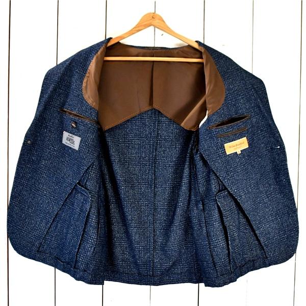 Wilkes bashford タカキュー 伊製生地 コットン混 2つボタン シングル ジャケット M 濃紺 三筋格子 袖口4つ釦 3902280-B / 6TC111 | WILKES BASHFORD | 01