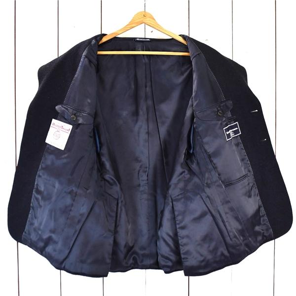 Kent House ハリスツイード生地 くるみボタン 3つボタン シングル コート ジャケット L ダークネイビー 袖口4つ釦 K22301928 / 6TD001 | HARRIS TWEED | 01