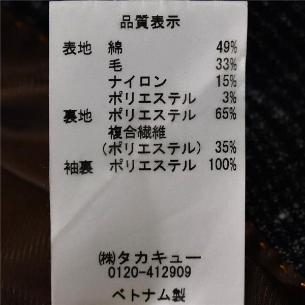 Wilkes bashford タカキュー 伊製生地 コットン混 2つボタン シングル ジャケット M 濃紺 チェック 袖口4つ釦 HECI-83217WB / 6TD004 | WILKES BASHFORD | 06