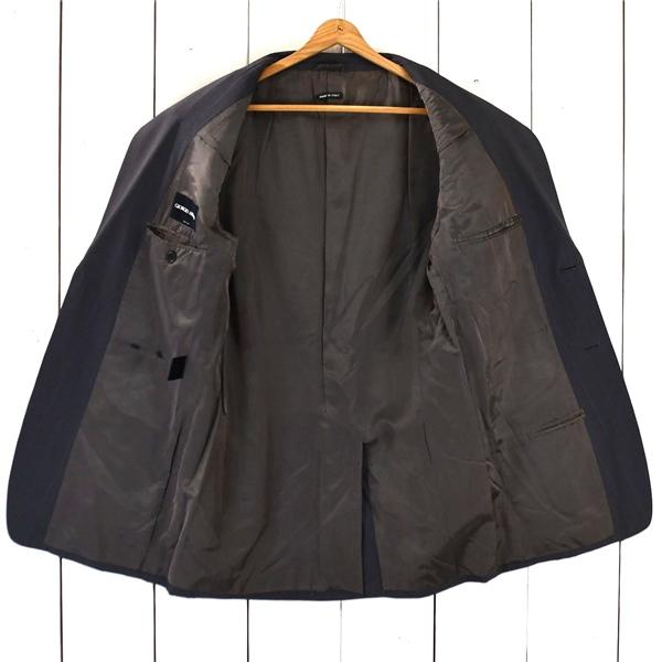 伊製 ジョルジオアルマーニ ARMANI 2つボタン シングル ジャケット 48 / XL ダークグレー ストライプ 袖口4つ釦 01-761581 / 6TD027 | GIORGIO ARMANI | 01