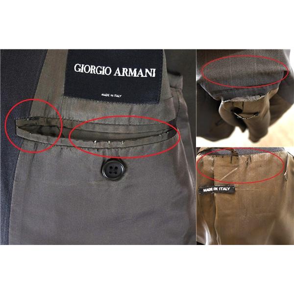 伊製 ジョルジオアルマーニ ARMANI 2つボタン シングル ジャケット 48 / XL ダークグレー ストライプ 袖口4つ釦 01-761581 / 6TD027 | GIORGIO ARMANI | 07