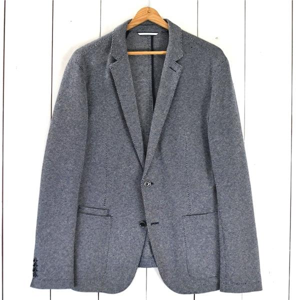 ヒューゴボス HUGO BOSS 2つボタン シングル ジャケット XL ダークネイビーベース マイクロパターン 袖口4つ釦 春秋対応 / 6TD067 | HUGO BOSS