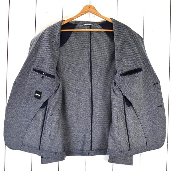 ヒューゴボス HUGO BOSS 2つボタン シングル ジャケット XL ダークネイビーベース マイクロパターン 袖口4つ釦 春秋対応 / 6TD067 | HUGO BOSS | 01