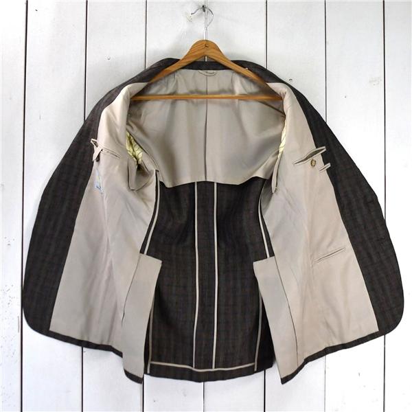 アクアスキュータム Aquascutum 麻リネン100％ 2つボタン シングル ジャケット 90A4 / S ダークブラウン チェック 8335-3575 / 6TD075 | Aquascutum | 01