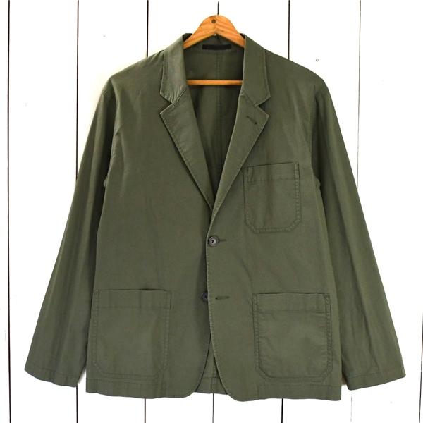 ユニクロ UNIQLO コットン97％ 2つボタン シングル シャツ ジャケット M カーキ 袖口3つ釦 ミリタリー 春夏対応 311-425041 / 6TE049 | ユニクロ